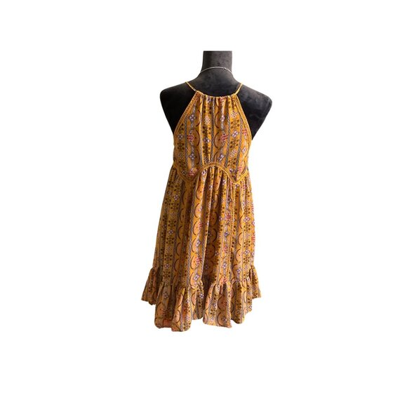 Boho Mustard Yellow Paisley Print Strappy Sundress By Coco + Jaimeson - Picture 3 of 6